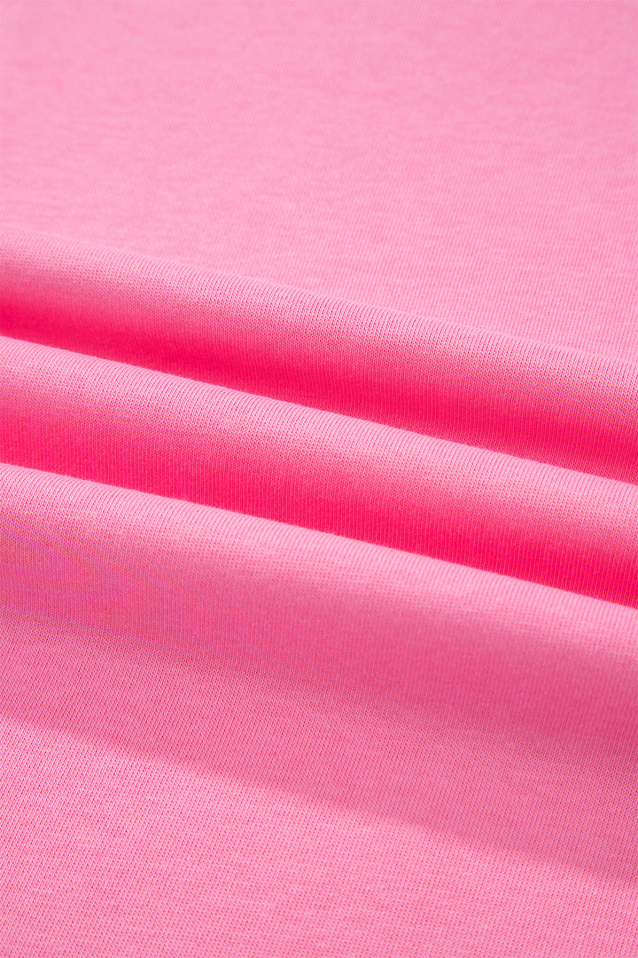 Sachet Pink Solid Cover Oversize Tee Pocketed Casual Pants 2pcs Outfit
