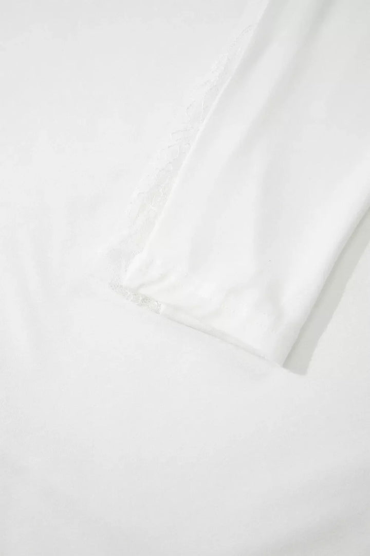 Lace Patchwork Round Neck Long Sleeve Top