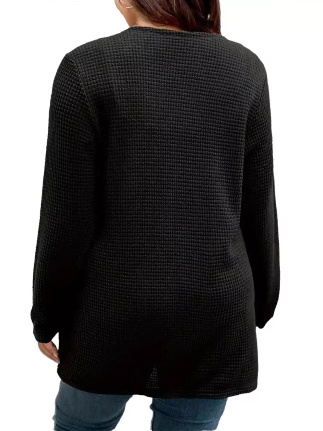Plus Size Open Front Long Sleeve Knit Cardigan