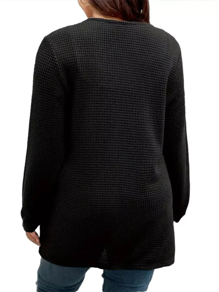 Plus Size Open Front Long Sleeve Knit Cardigan