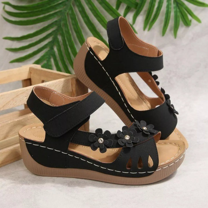 Floral Embellished Wedge Sandals