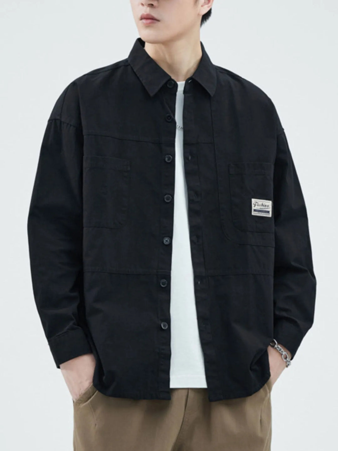 Men's Plus Size Button Up Long Sleeve Shirt