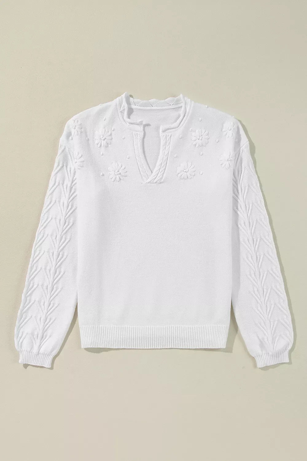 Daisy Notched Long Sleeve Sweater
