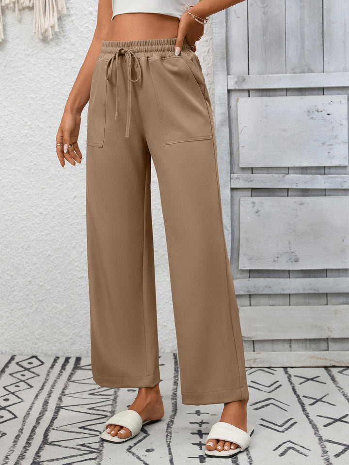 Casual Drawstring Wide Leg Pants