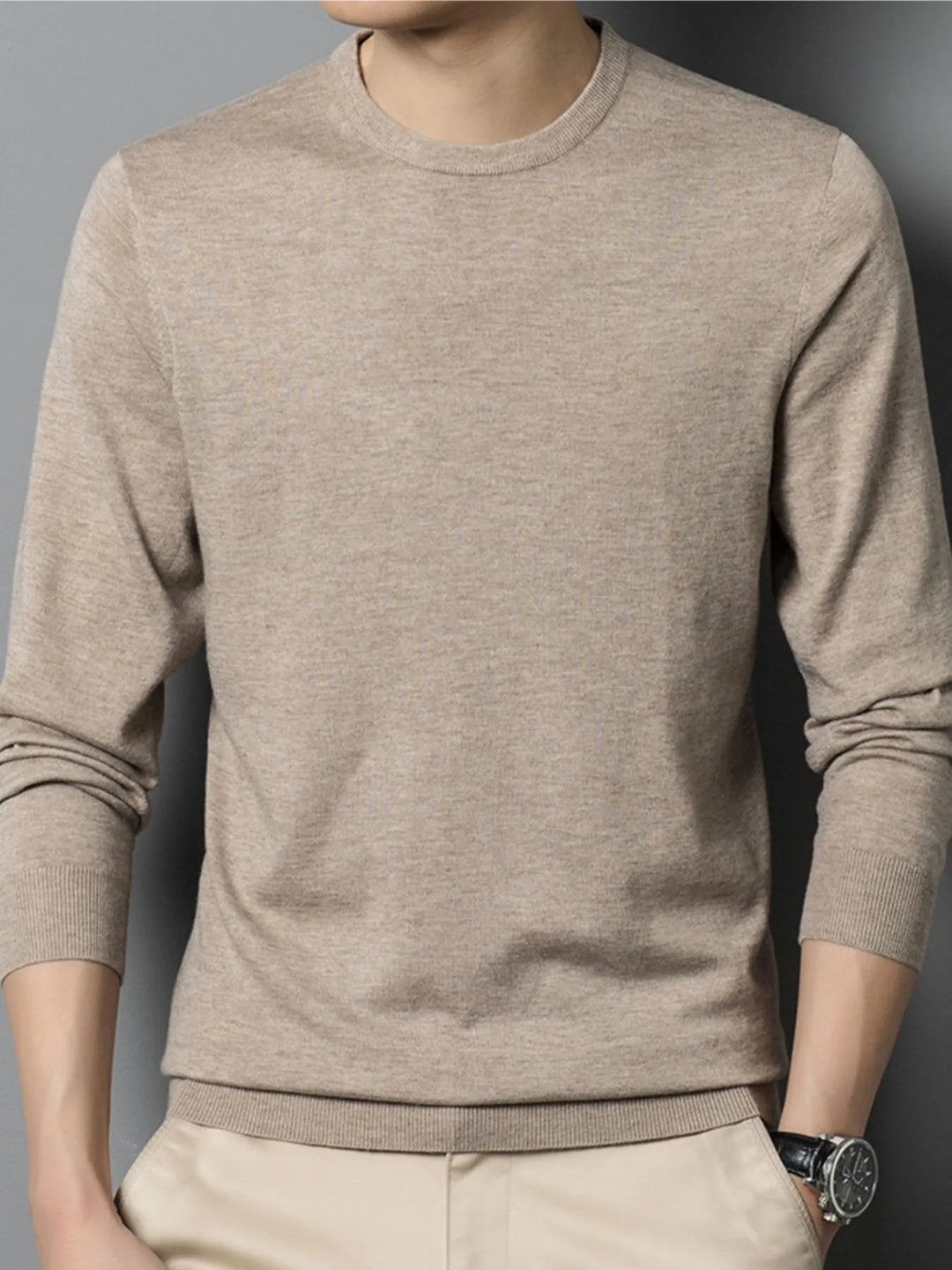 Men's Plus Size Round Neck Long Sleeve Sweater