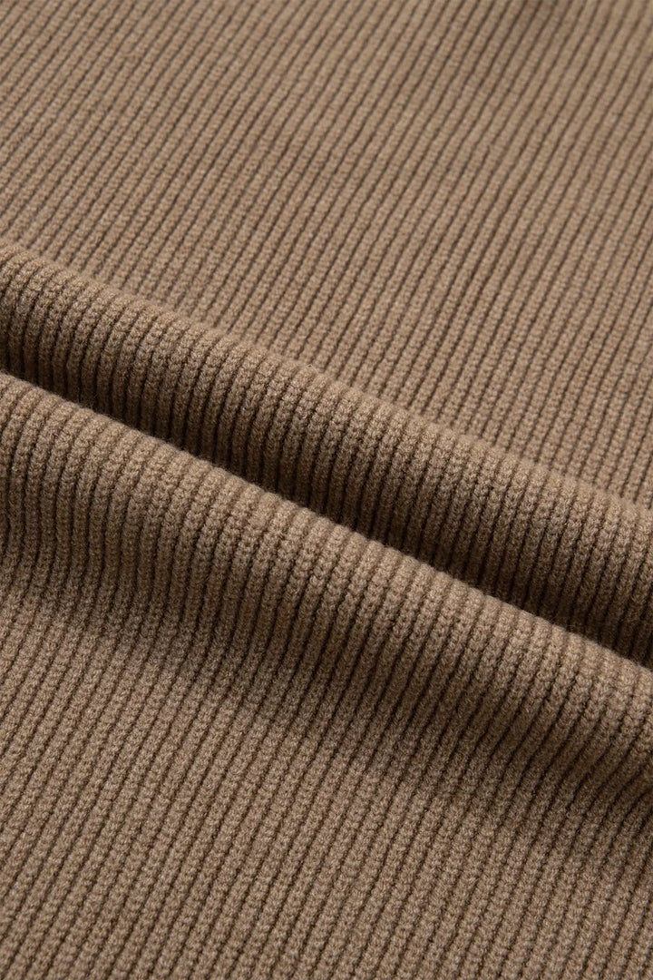 Solid Color Ribbed Knit Mock Neck Loose Sweater Vest