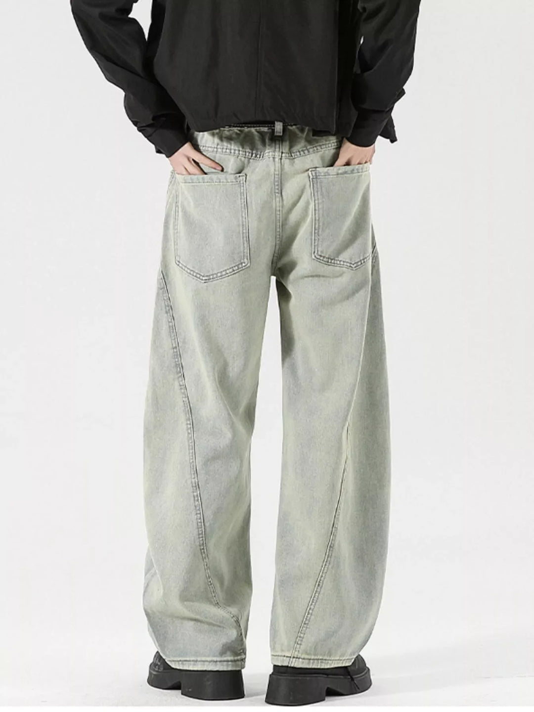 Men's Full Size Vintage Wash Wide Leg Jeans Plus Size