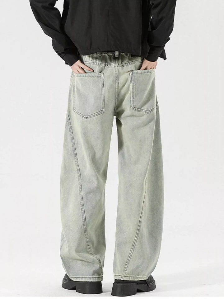 Men's Full Size Vintage Wash Wide Leg Jeans Plus Size