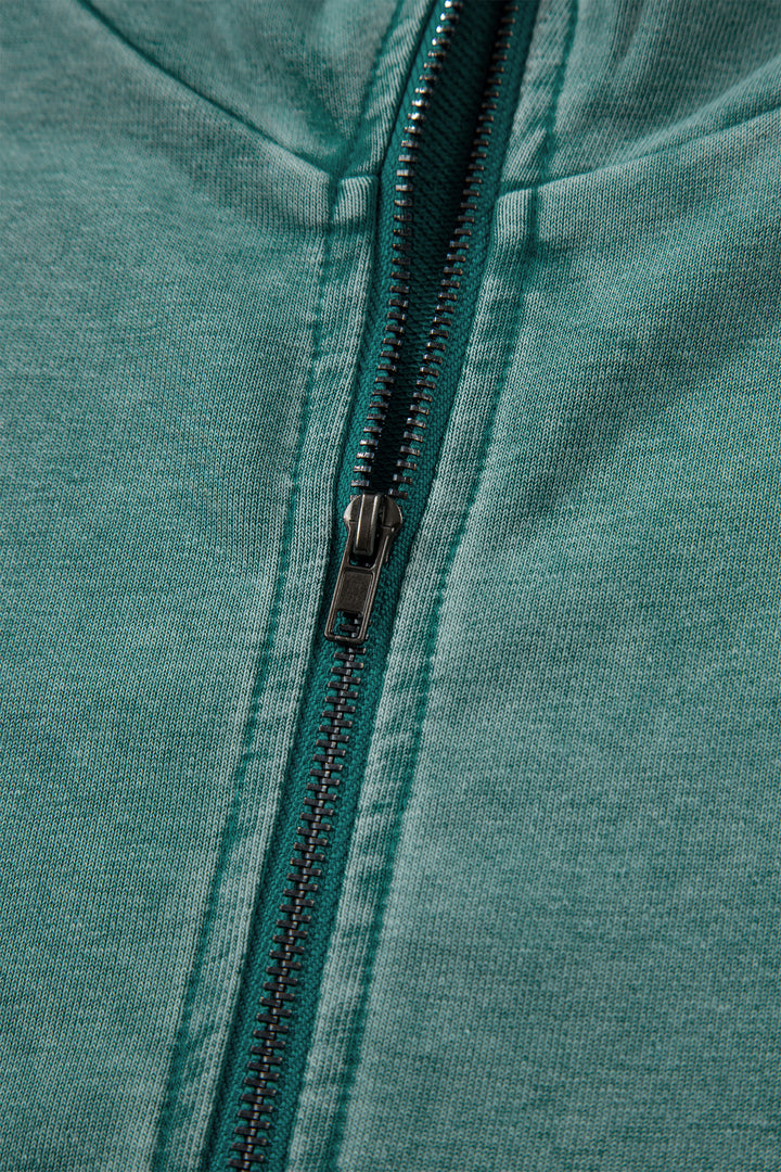 Canton Half Zip Kangaroo Pocket Mineral Wash Baggy Hoodie