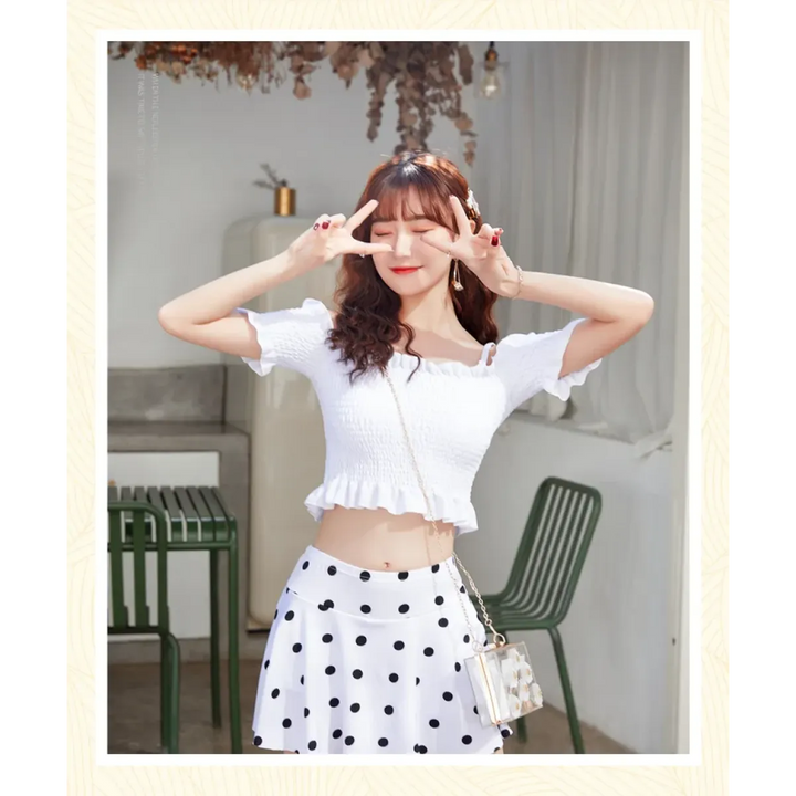 Bikini Set – Ruffled Off Shoulder High Waist Skirt