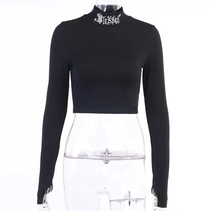 "Blessed" Goth Crop Top
