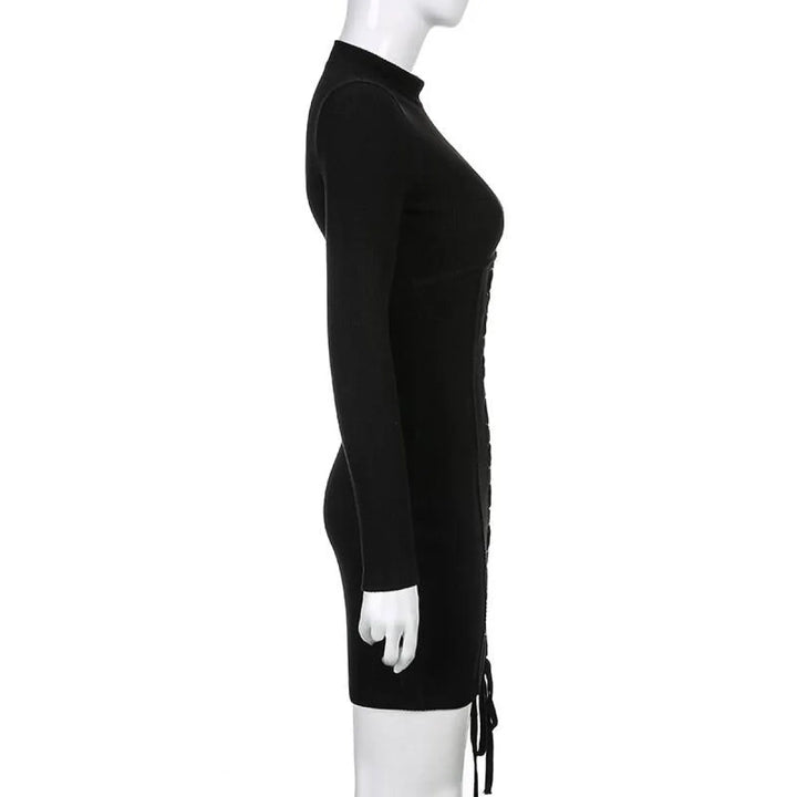 Black Tie Up Dress for Autumn