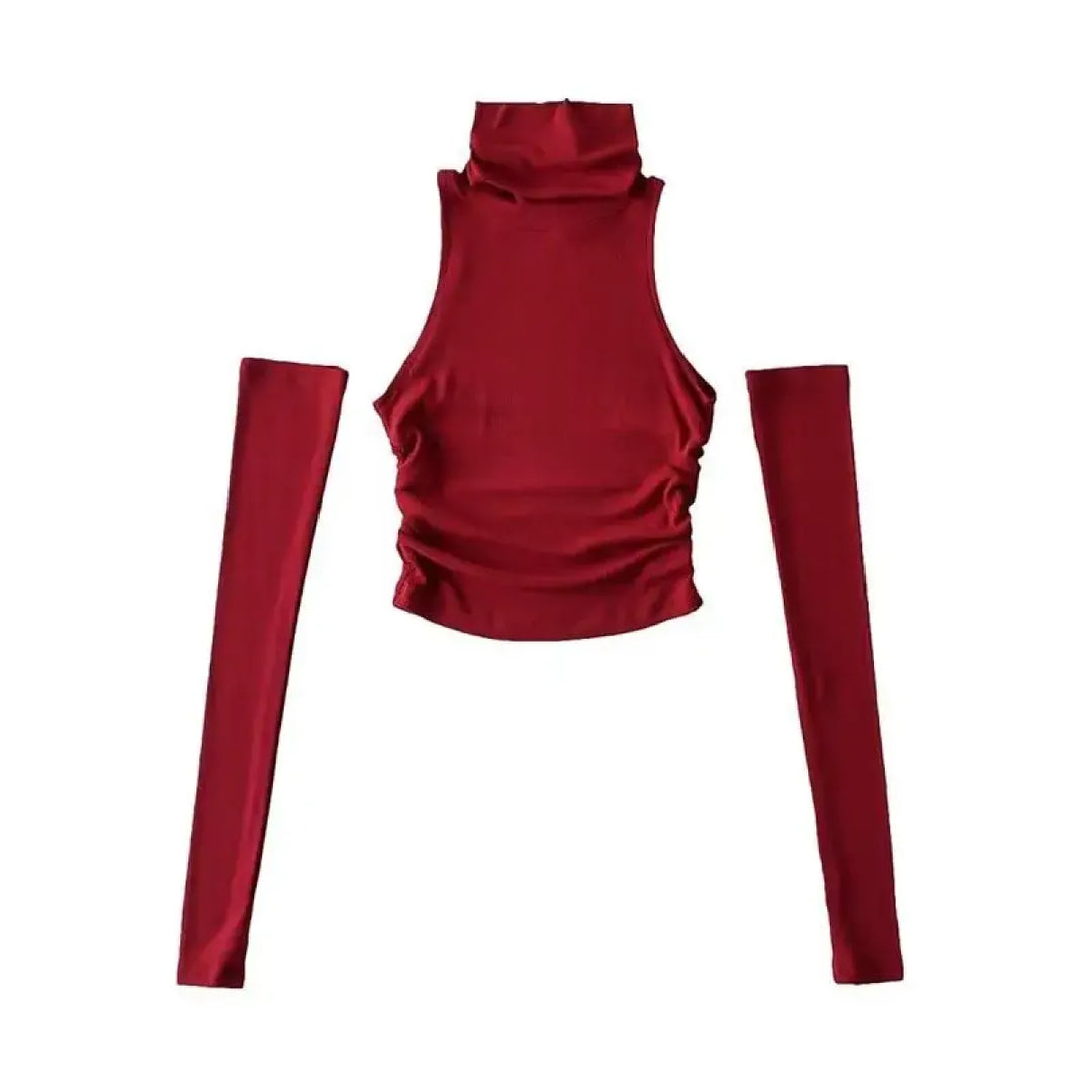 Bold Cutout Turtleneck Crop Top