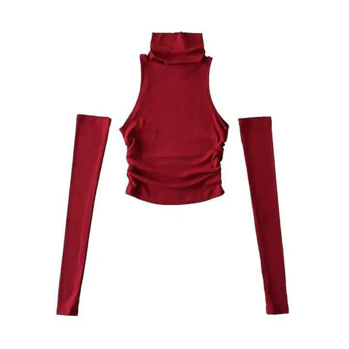 Bold Cutout Turtleneck Crop Top