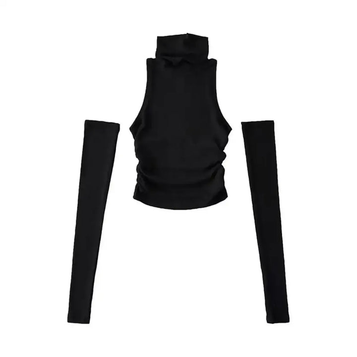 Bold Cutout Turtleneck Crop Top