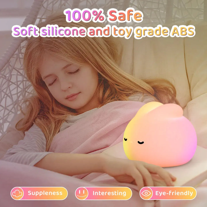 Bunny Silicone Night Light – Soft LED Lamp for Kids Room, Nursery or Gifts