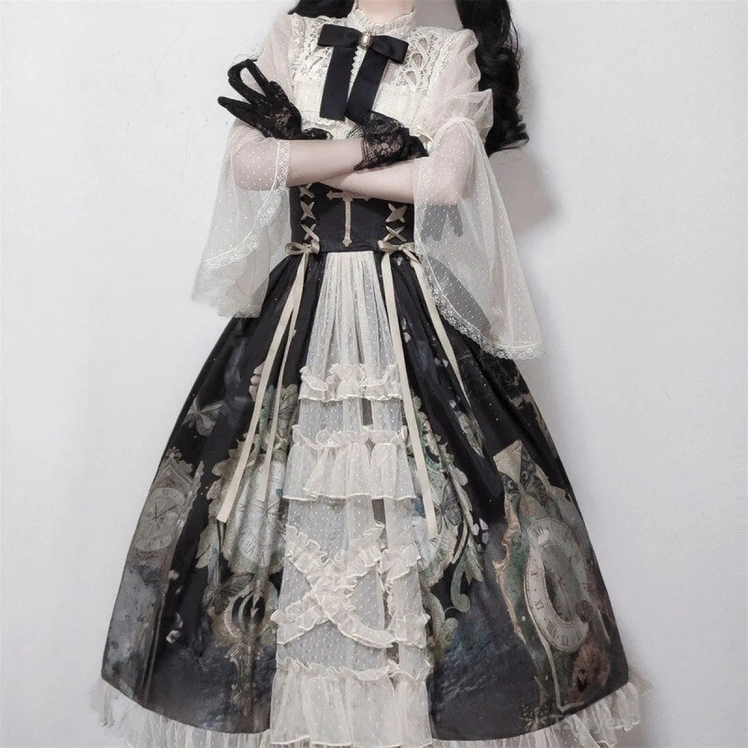 Vintage Butterfly Lace Dress Set