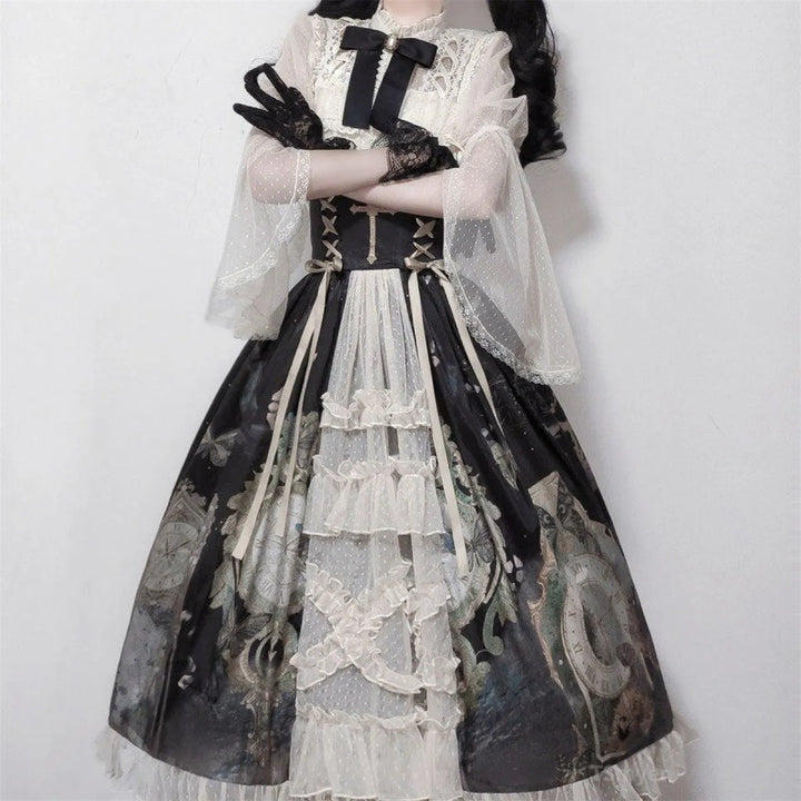 Vintage Butterfly Lace Dress Set