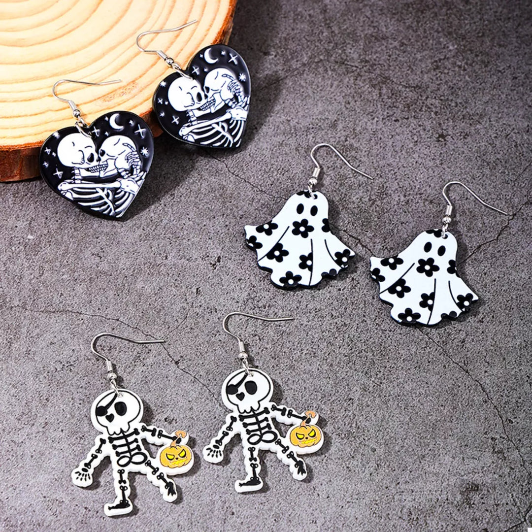 3 Pair Halloween Themed Acrylic Dangle Earrings
