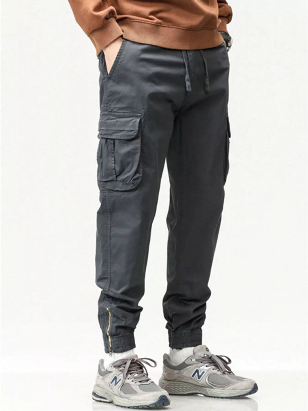 Men's Full Size Casual Cargo Pants with Drawstring Waist Plus Size