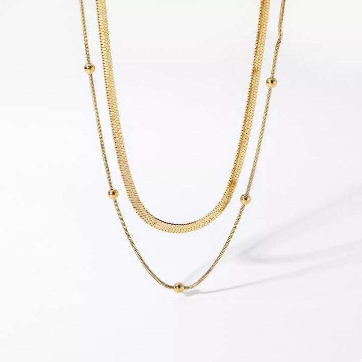 2 Piece 18K Gold-Plated Chain Necklace