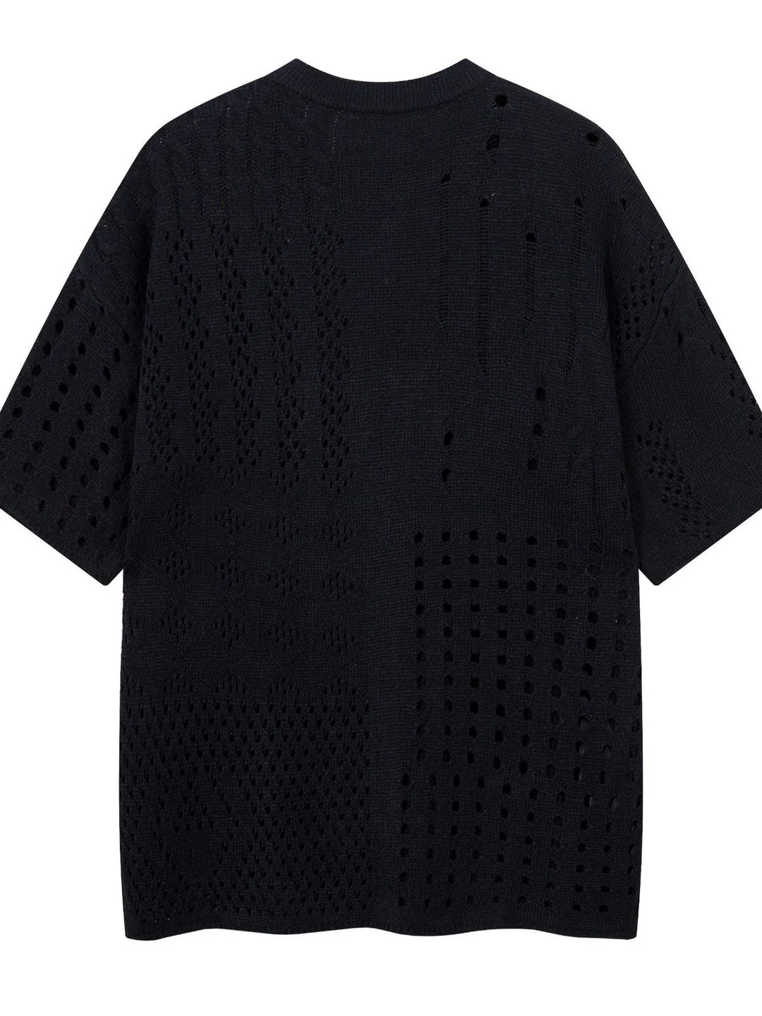 Men's Openwork Button Detail Knit Henley T-Shirt