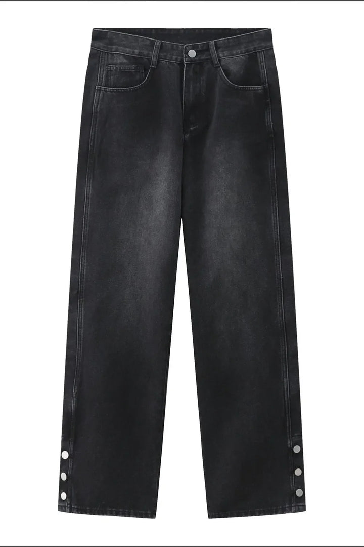Side Slit Baggy Jeans with Pockets