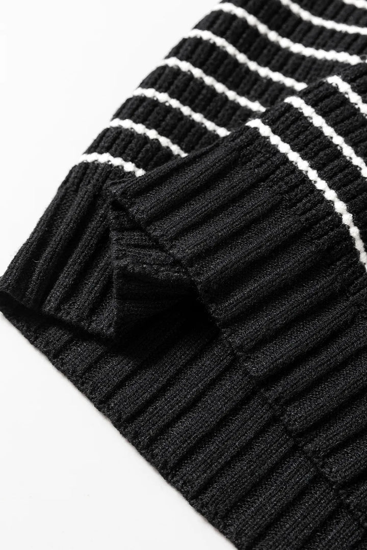 Stripe Turn-Down Johnny Collar Sweater Vest