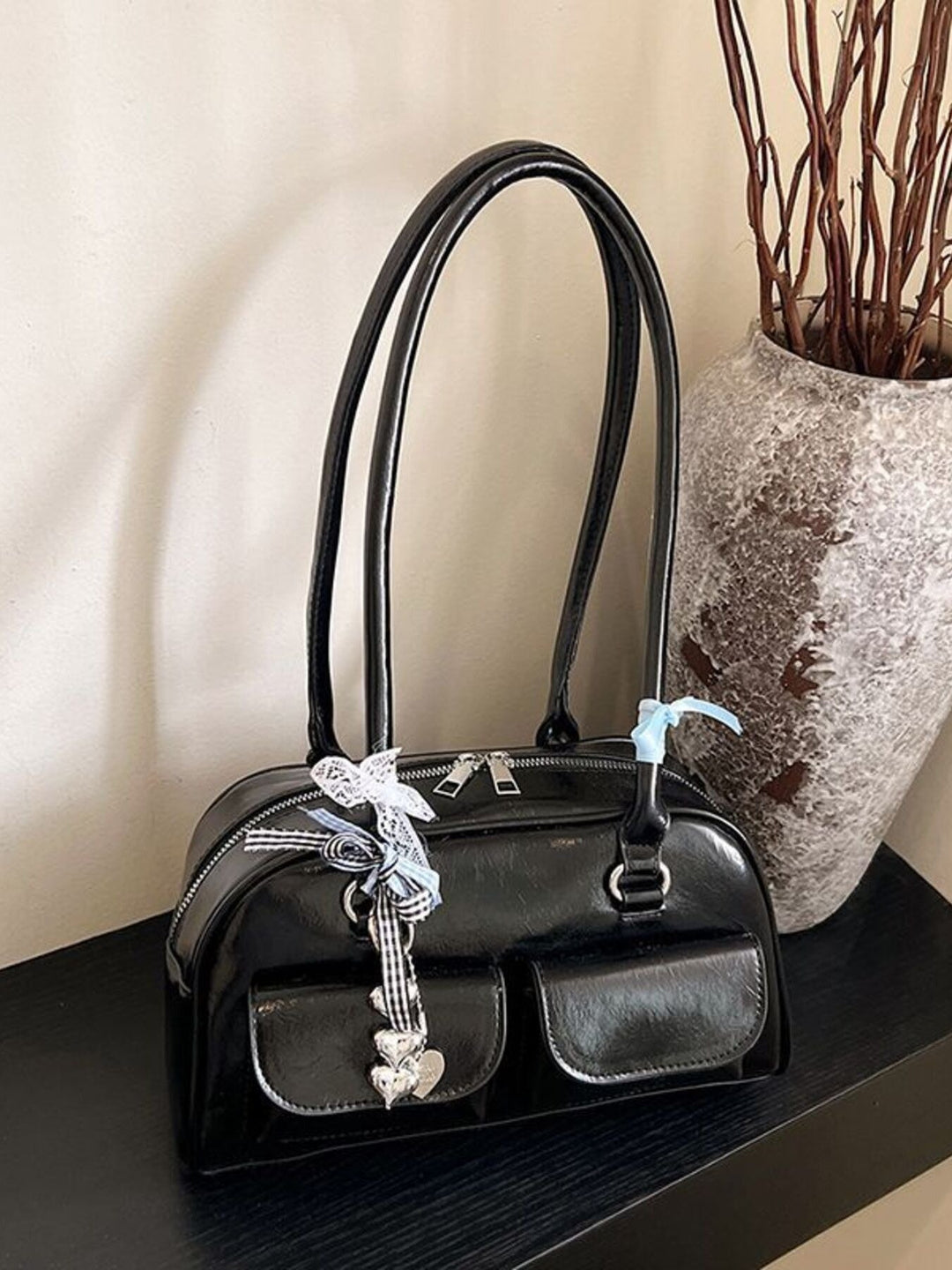 Faux Leather Shoulder Bag