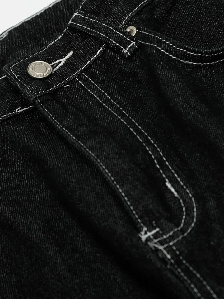 Men's Wide-Leg Contrast Stitch Jeans