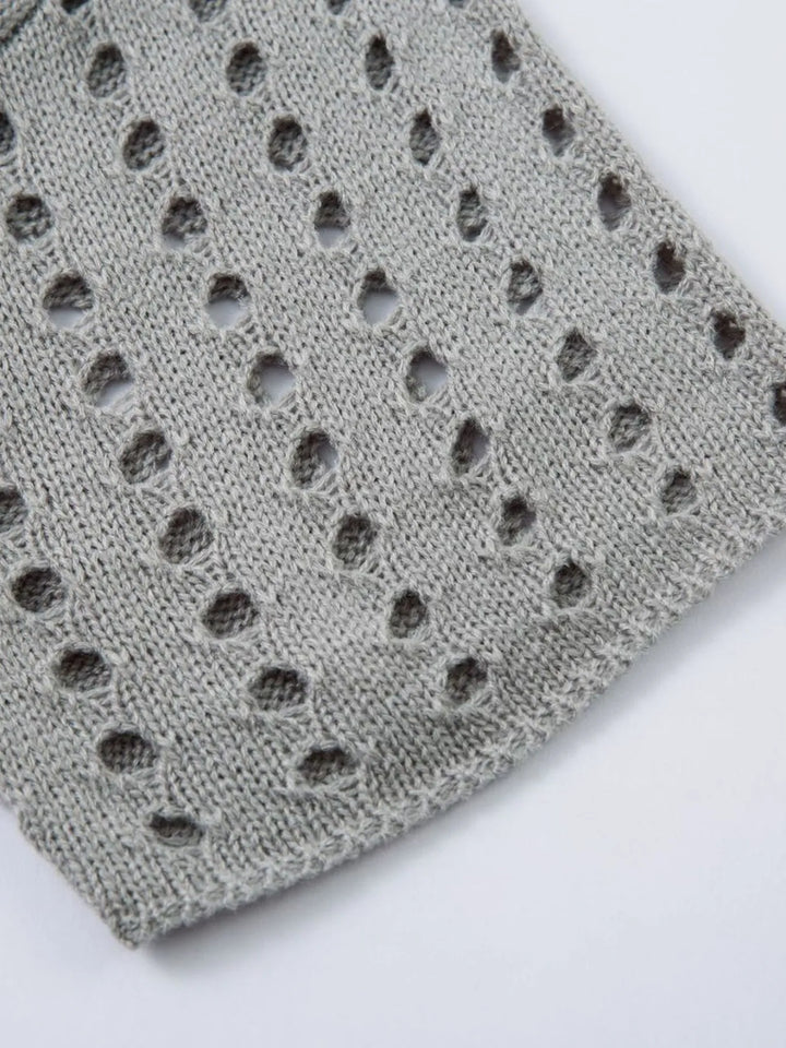 Men's Openwork Button Detail Knit Henley T-Shirt