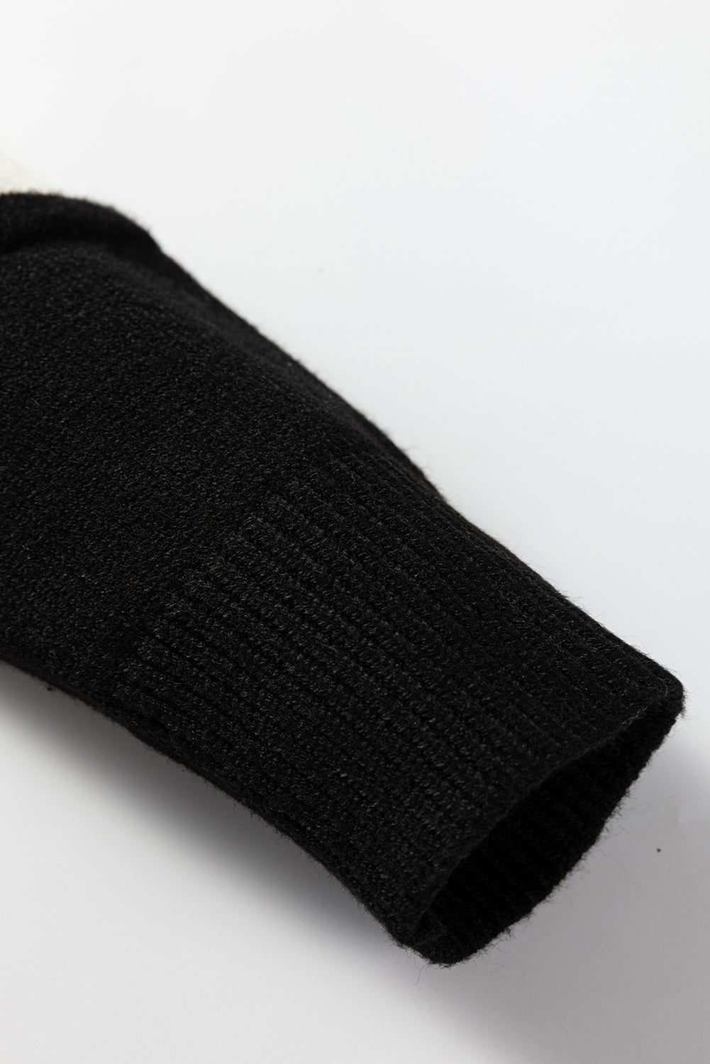 Black Colorblock Crew Neck Drop Shoulder Sweater