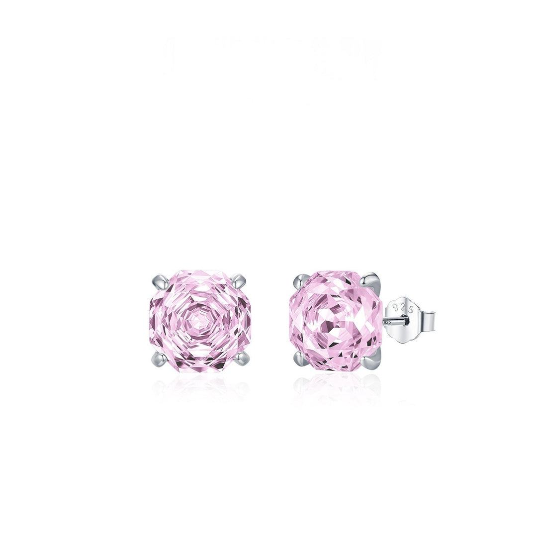 Basic Rose-cut Sparkling Diamond Stud Earrings Unisex Accessory