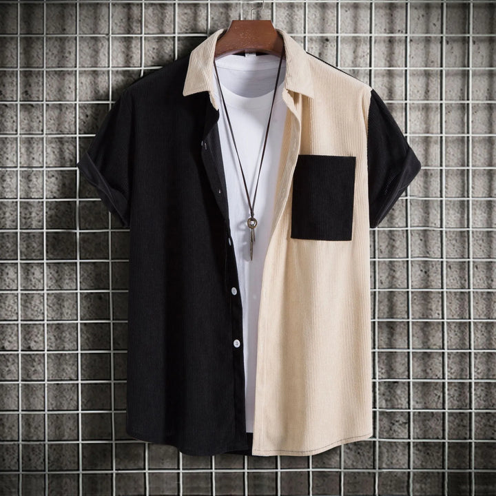 Men's Plus Size Classic Color Block Short Sleeve Shirt