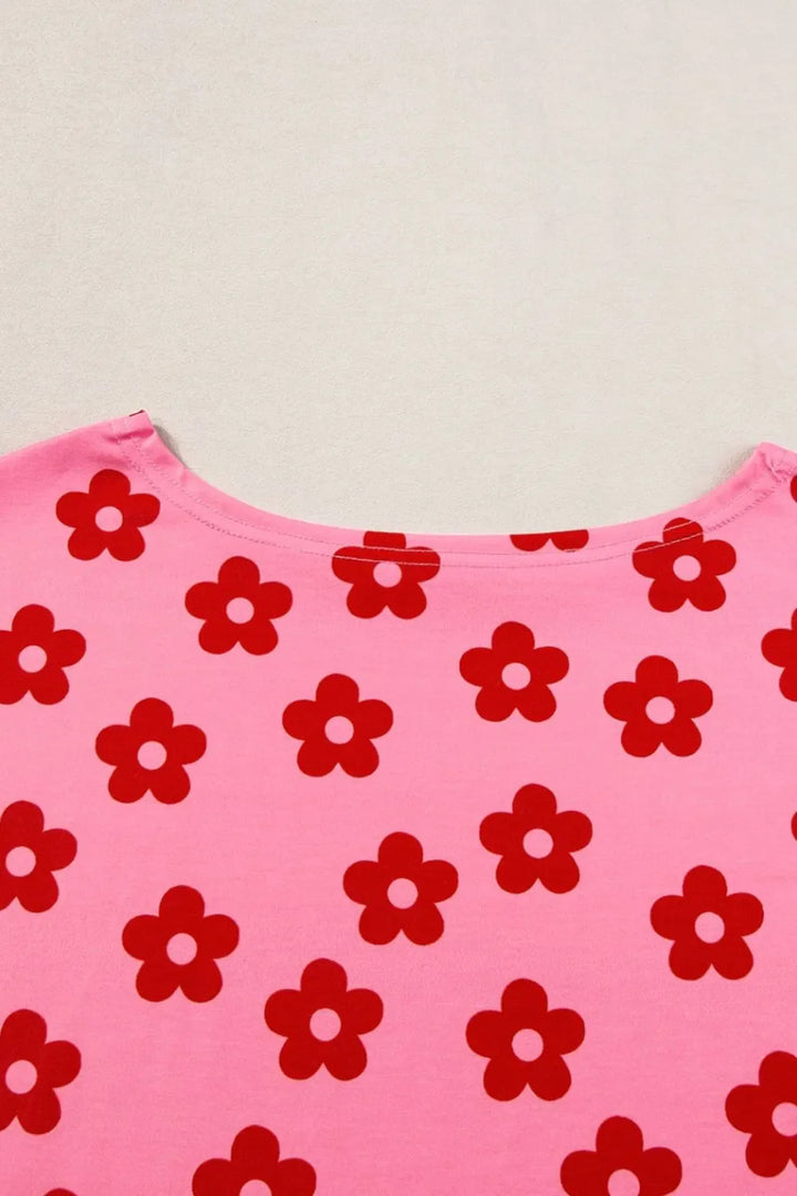 Floral Cropped Tee and Shorts Lounge Set