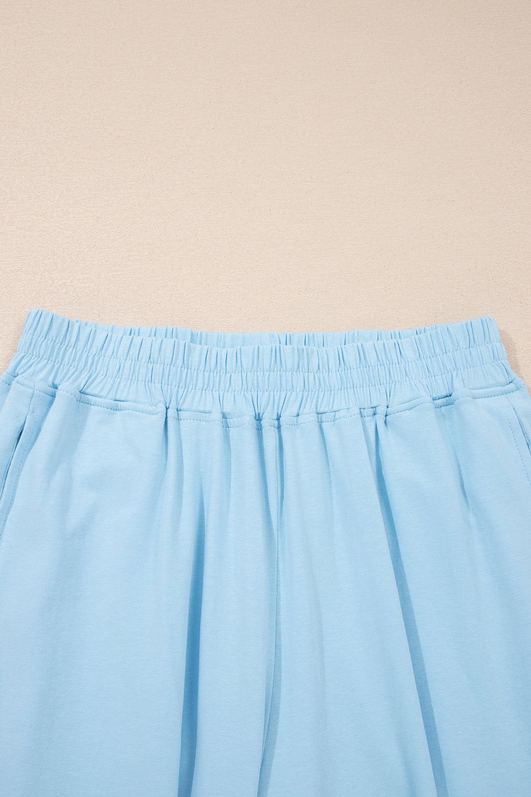Beau Blue Solid Color Cropped Tank Top and Jogger Pants Set