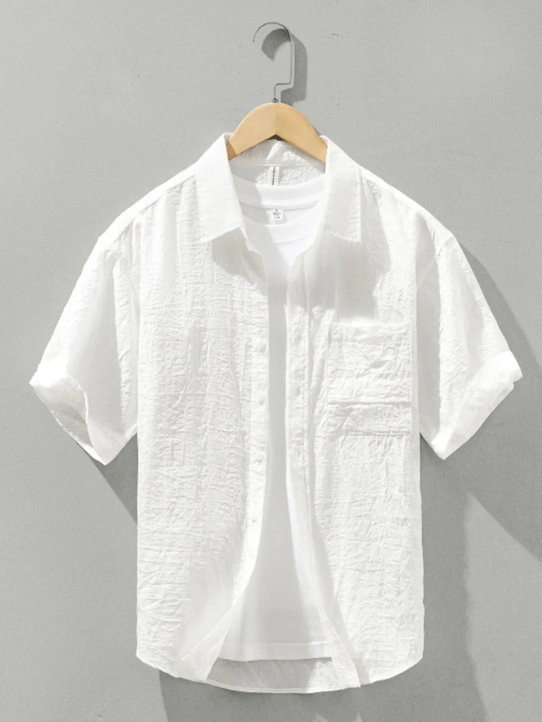 Men's Plus Size Textured Short Sleeve Casual Shirt