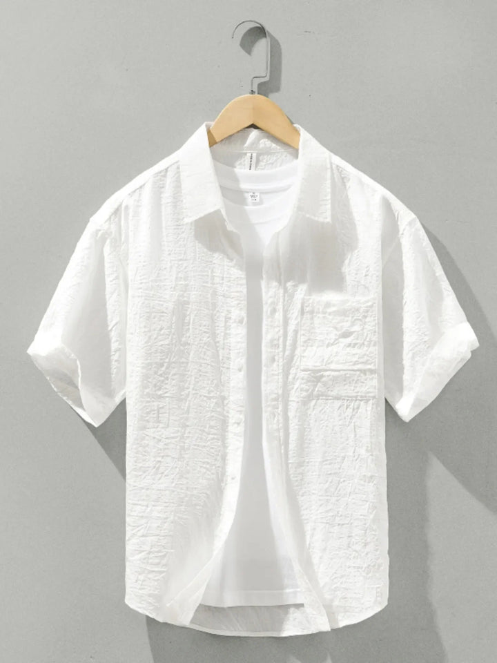 Men's Plus Size Textured Short Sleeve Casual Shirt