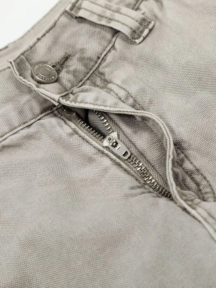 Men's Washed Wide Leg Cargo Jeans with Multiple Pockets