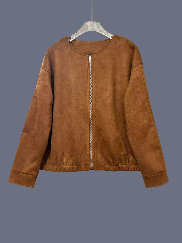 Zip Up Dropped Shoulder Jacket