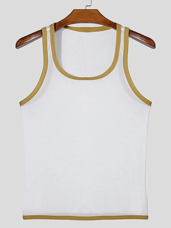 Men's Contrast Trim Wide Strap Tank