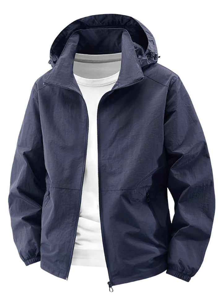 Men's Plus Size Lightweight Hooded Windbreaker Jacket