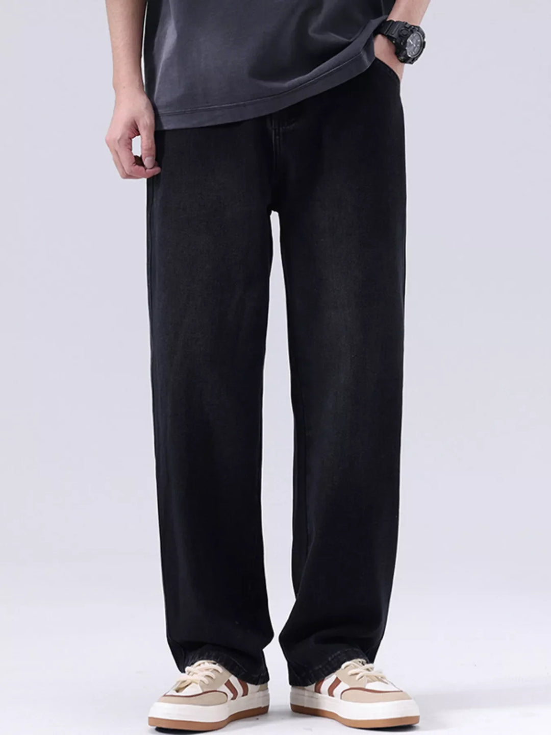 Men's Plus Size Vintage Wash Loose Fit Jeans