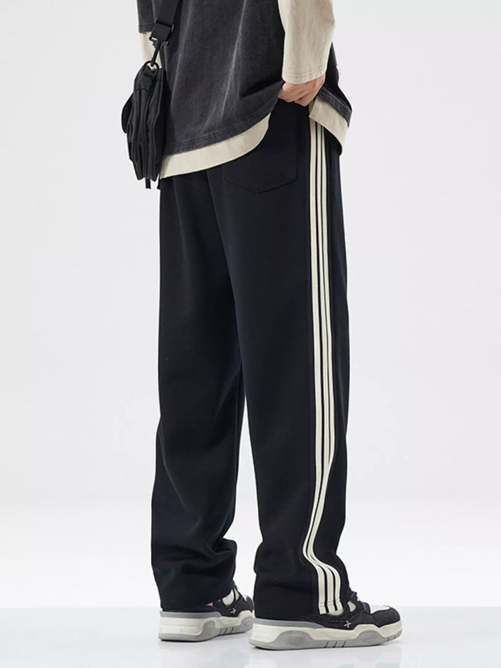Men's Full Size Side Striped Casual Loose Fit Pants Plus Size