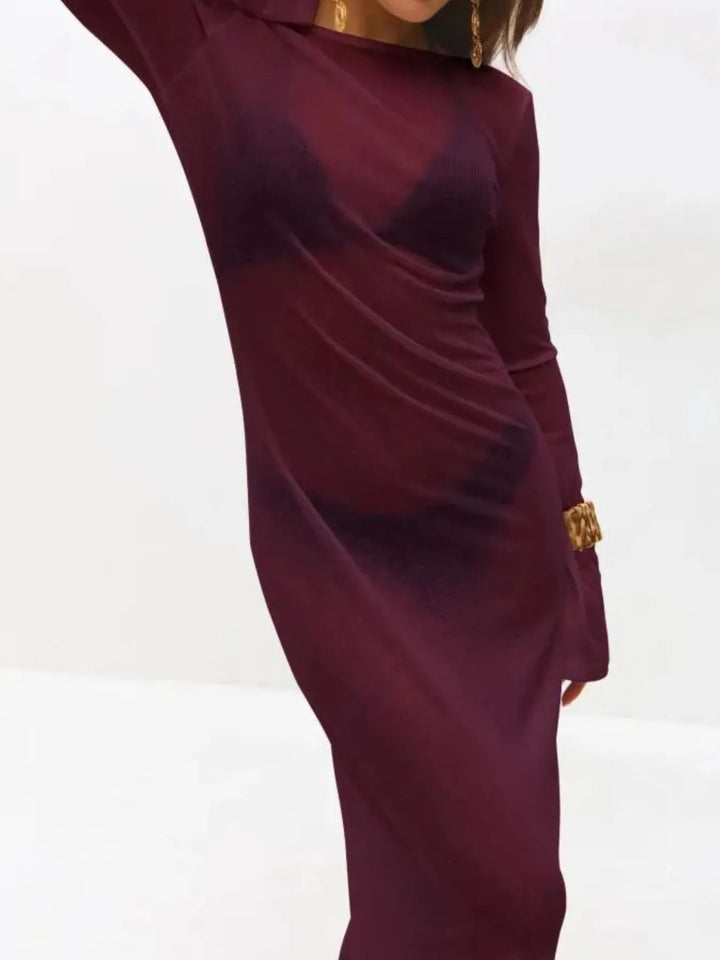 Backless Long Sleeve Maxi Cover-Up