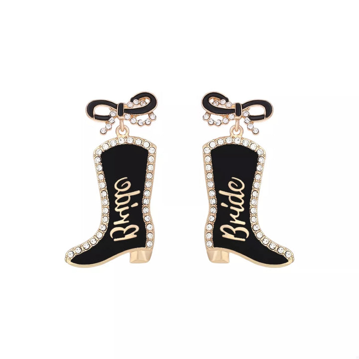 Cowgirl Boot Dangle Earrings with Bow