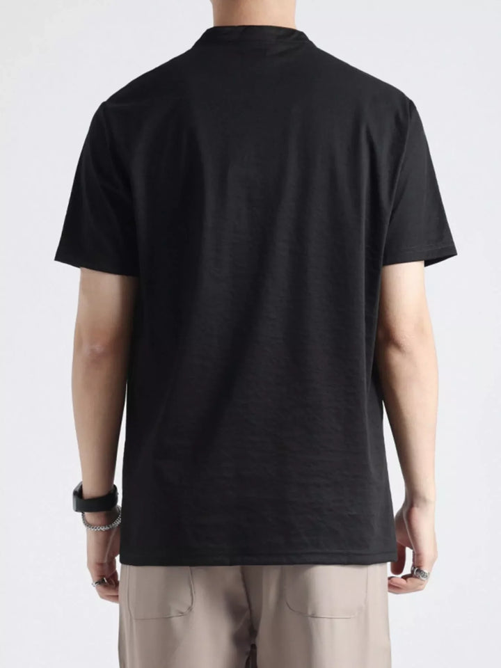 Men's Plus Size Button Detail Short Sleeve Top