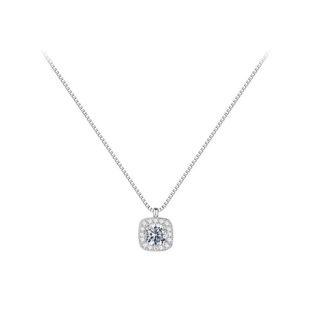 925 Sterling Silver Square Pendant Necklace
