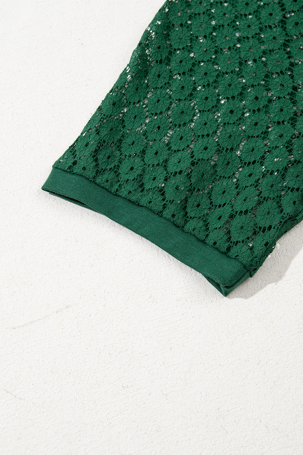 Green Contrast Lace Raglan Sleeve Pleated Detail Shift Dress