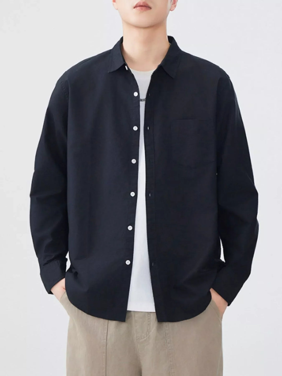 Men's Plus Size Button Up Long Sleeve Shirt